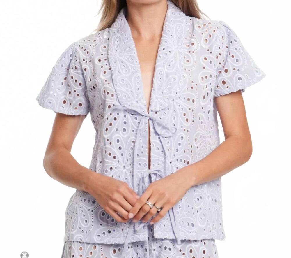 NEW BINDU gala short sleeve top in blue